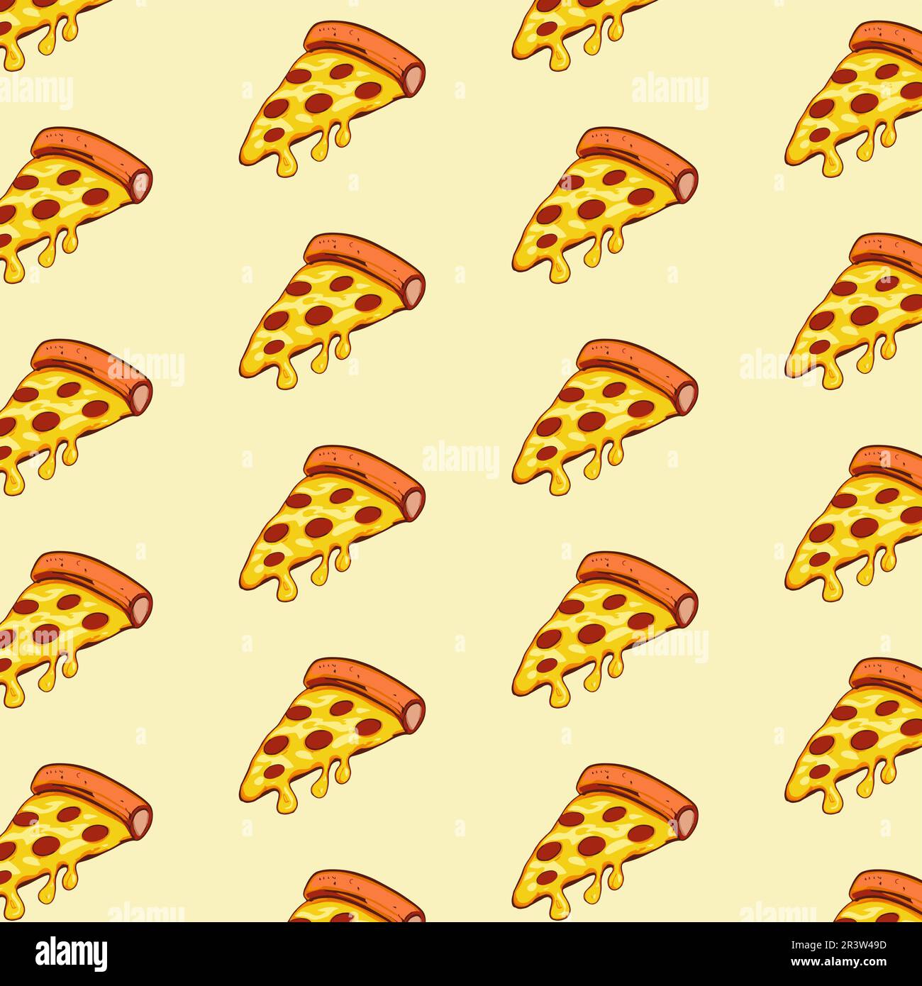 Seamless pizza pattern. Hand drawn pizza illustrations. Vector illustration. Stock Vector