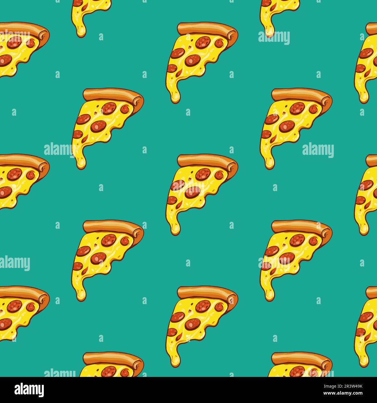 Seamless pizza pattern. Hand drawn pizza illustrations. Vector illustration. Stock Vector