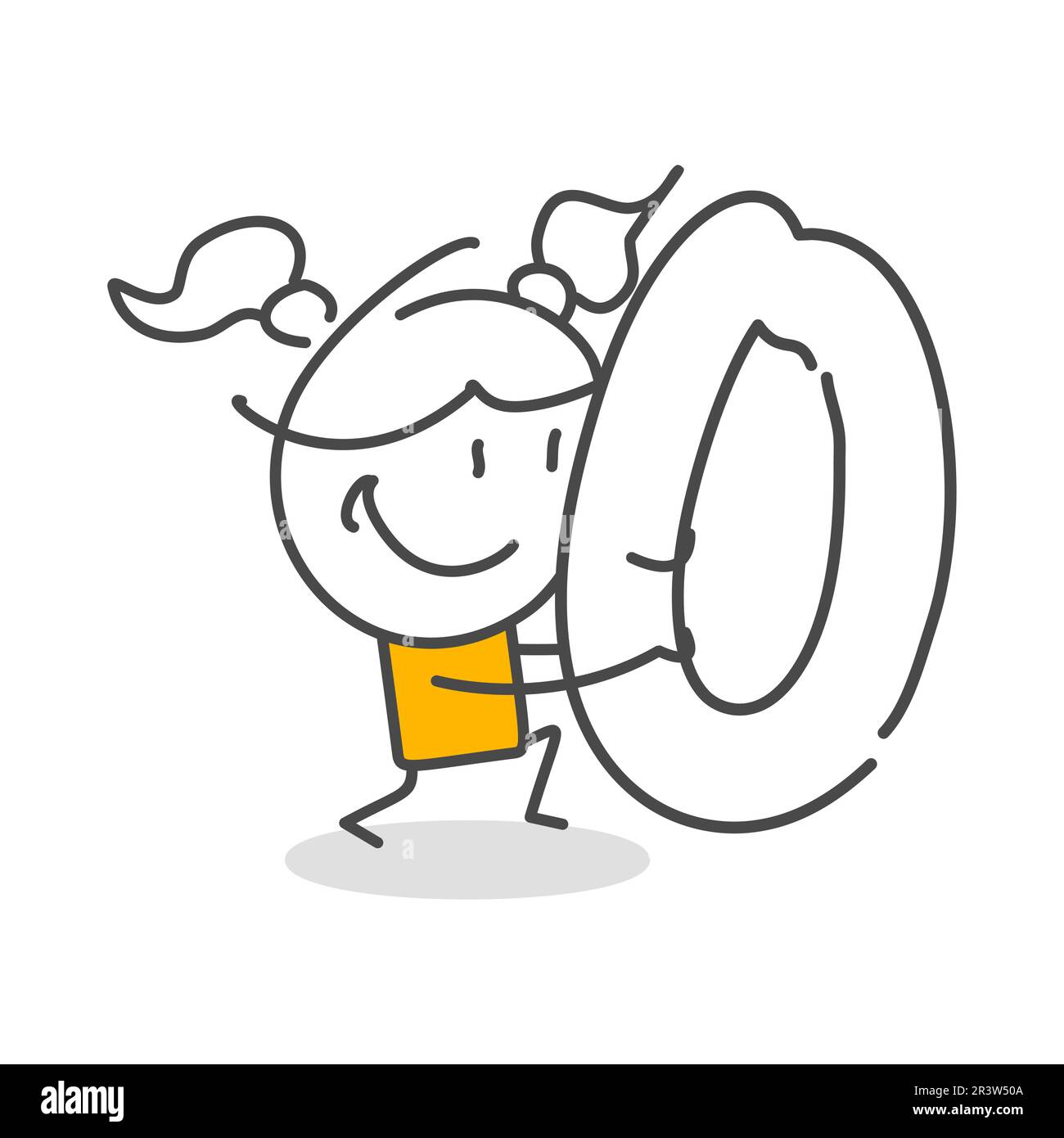 Stick figures. Numbers. Isolated on white background. Hand drawn Doodle