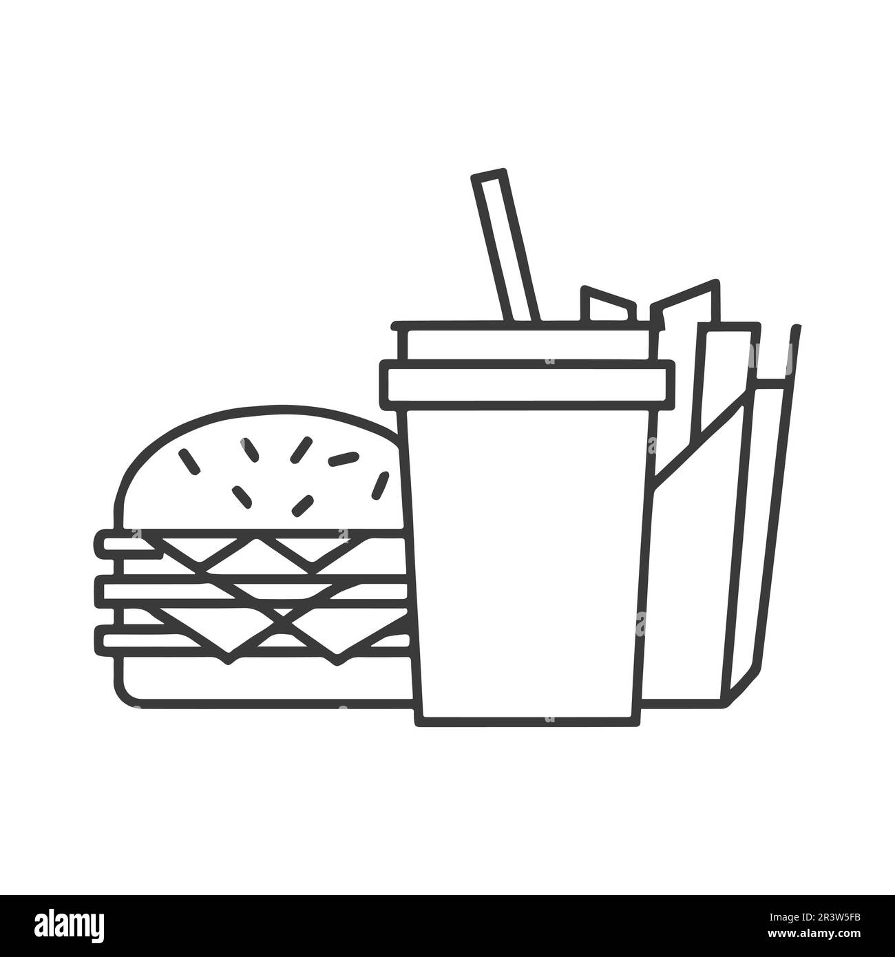 Fast food icon. Hamburger, french fries and soft drink glass, Symbols ...