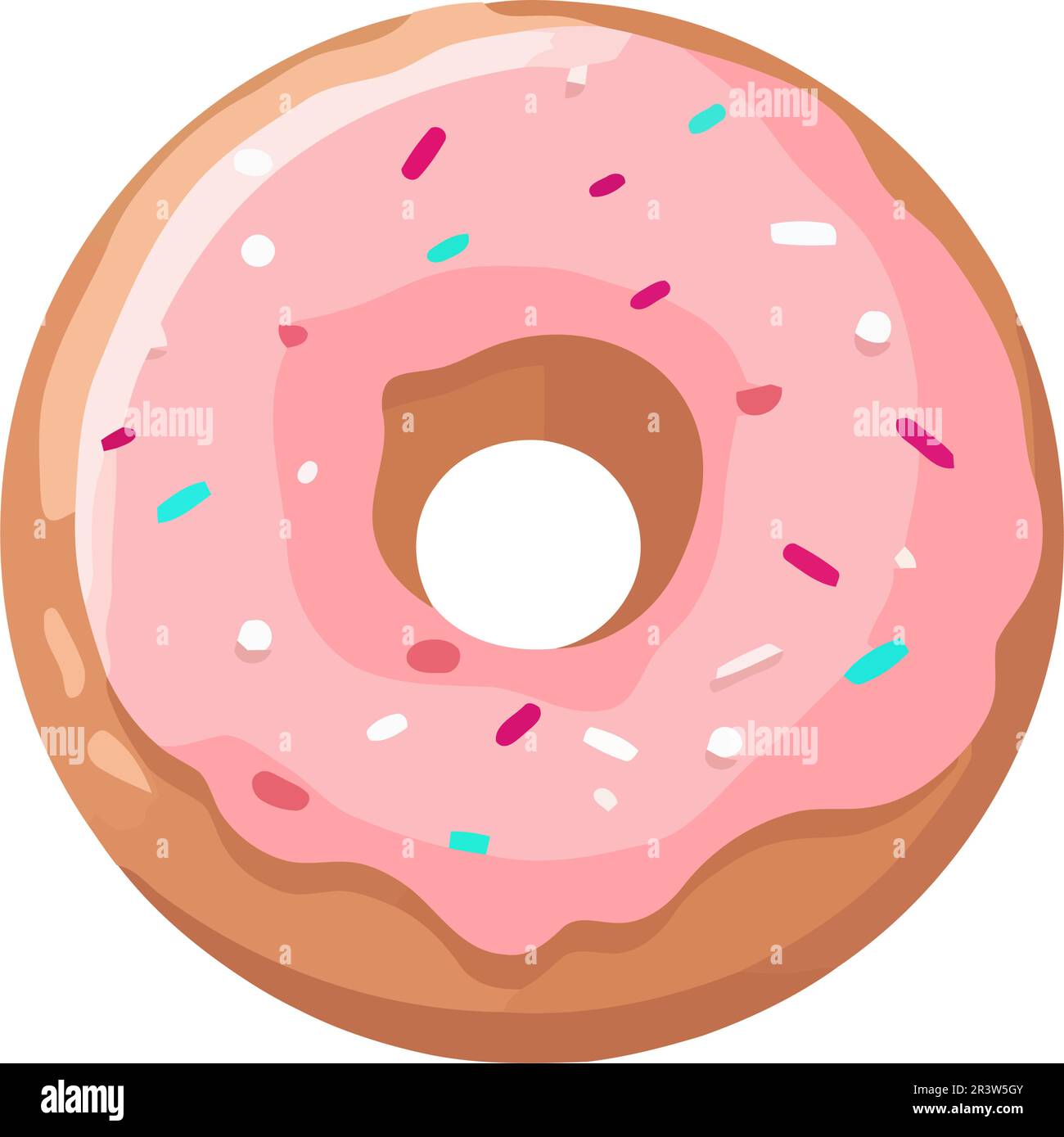 Sweet pink doughnut with icing decoration Stock Vector