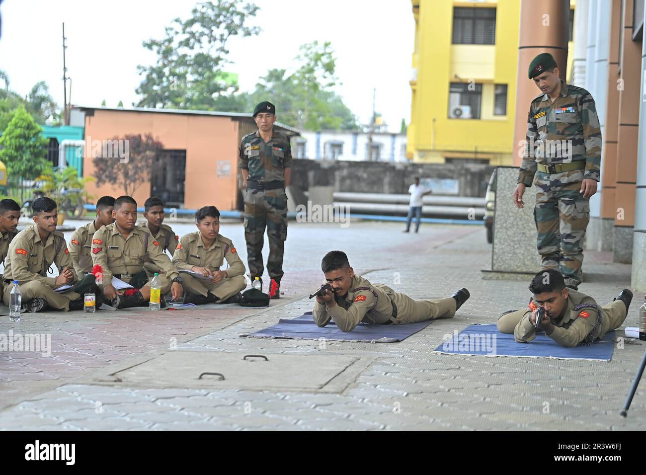 NCC cadets perform at a parade during the combined annual training camp in Netaji Subhash Regional Coaching Centre at Agartala. India. Stock Photo