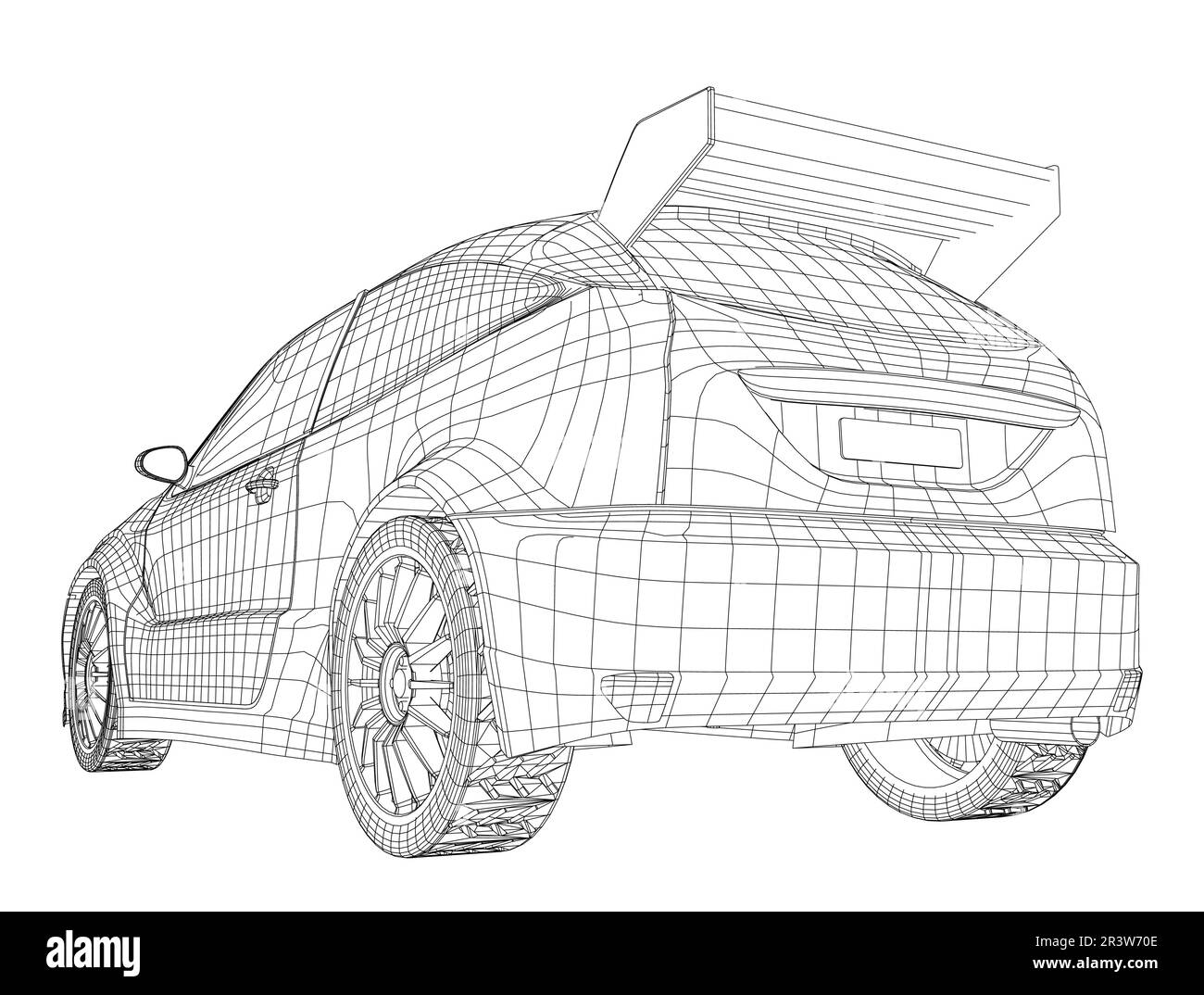 Car. Vector of wire-frame. The layers of visible and invisible lines are separated. EPS10 format Stock Vector