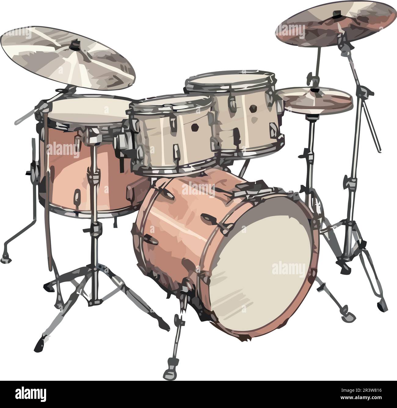 Metallic drum kit on white background Stock Vector Image & Art - Alamy