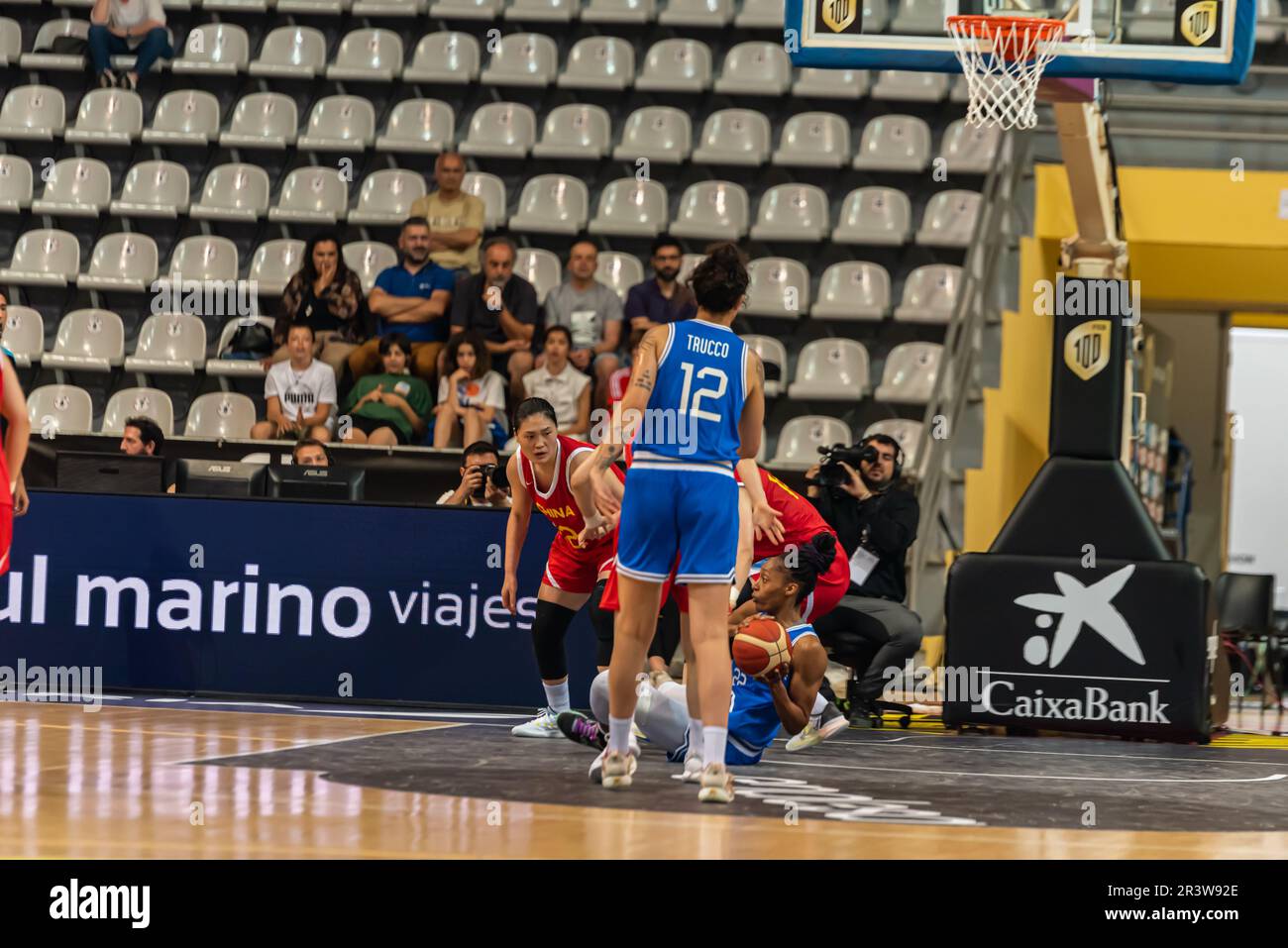 March 1, 2023, Levallois-Perret, , France: VICTOR WEMBANYAMA (1) during  warm up prior to the friendly game between Levallois METS 92 and Paris  Basket at Palais des sports Marcel Cerdan on March