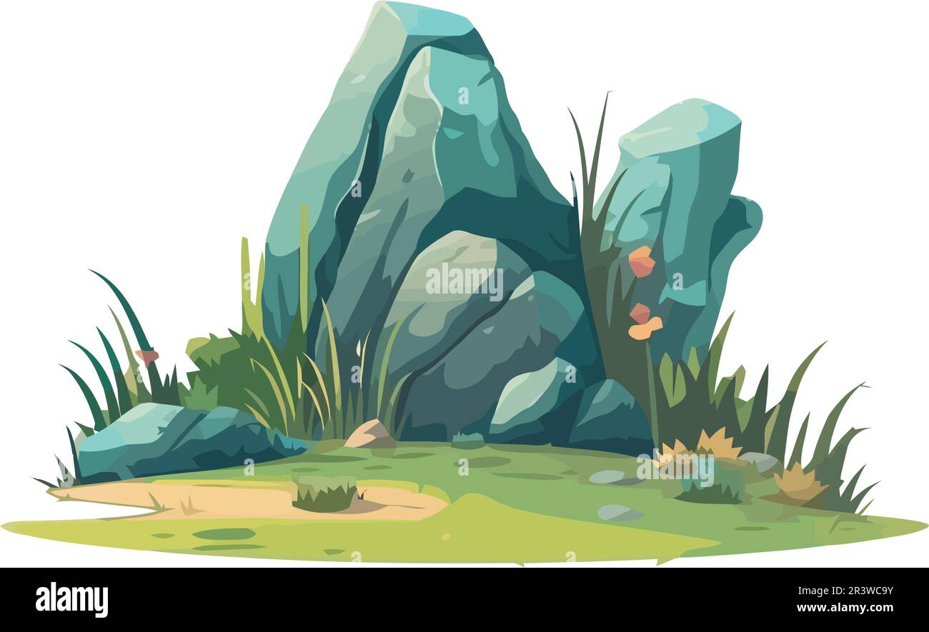 Summer Rocks Cartoon Rainforest rocks Stock Vector Images - Alamy