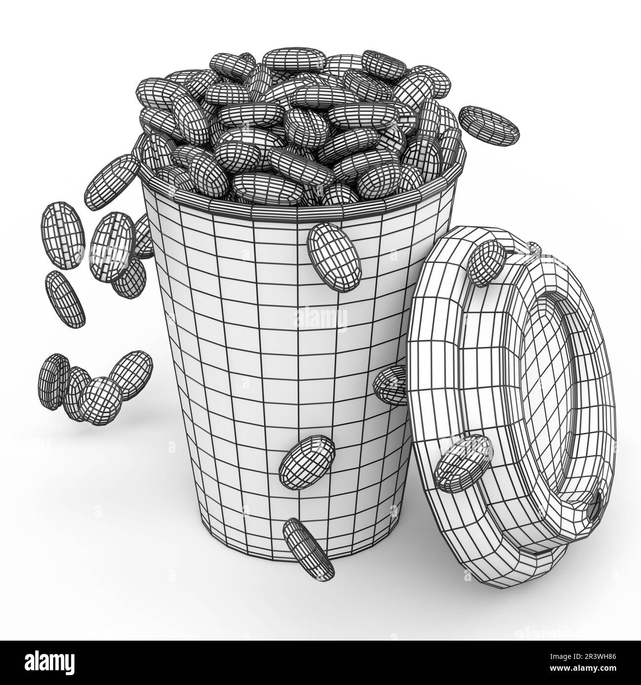 Paper coffee cup with cover, sugar, coffee bean and stick for ...