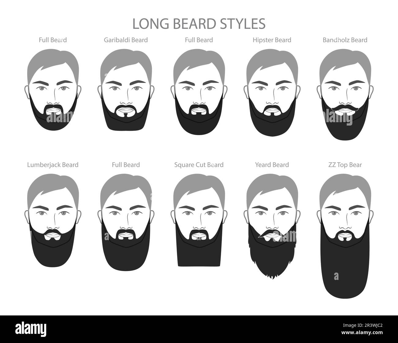 Set of Long Beard and mustache with name text style men face ...