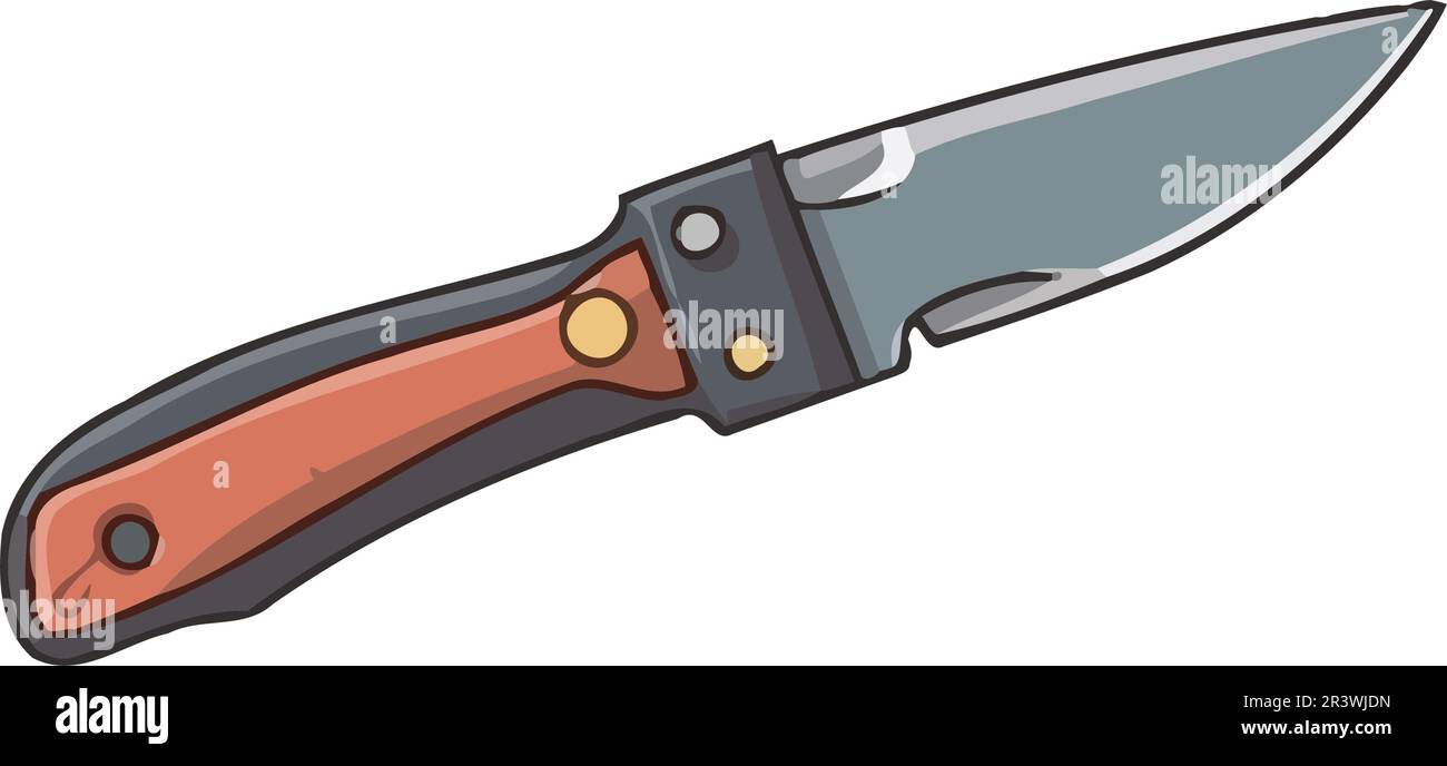 Sharp steel blade with handle, a work tool penknife Stock Vector Image