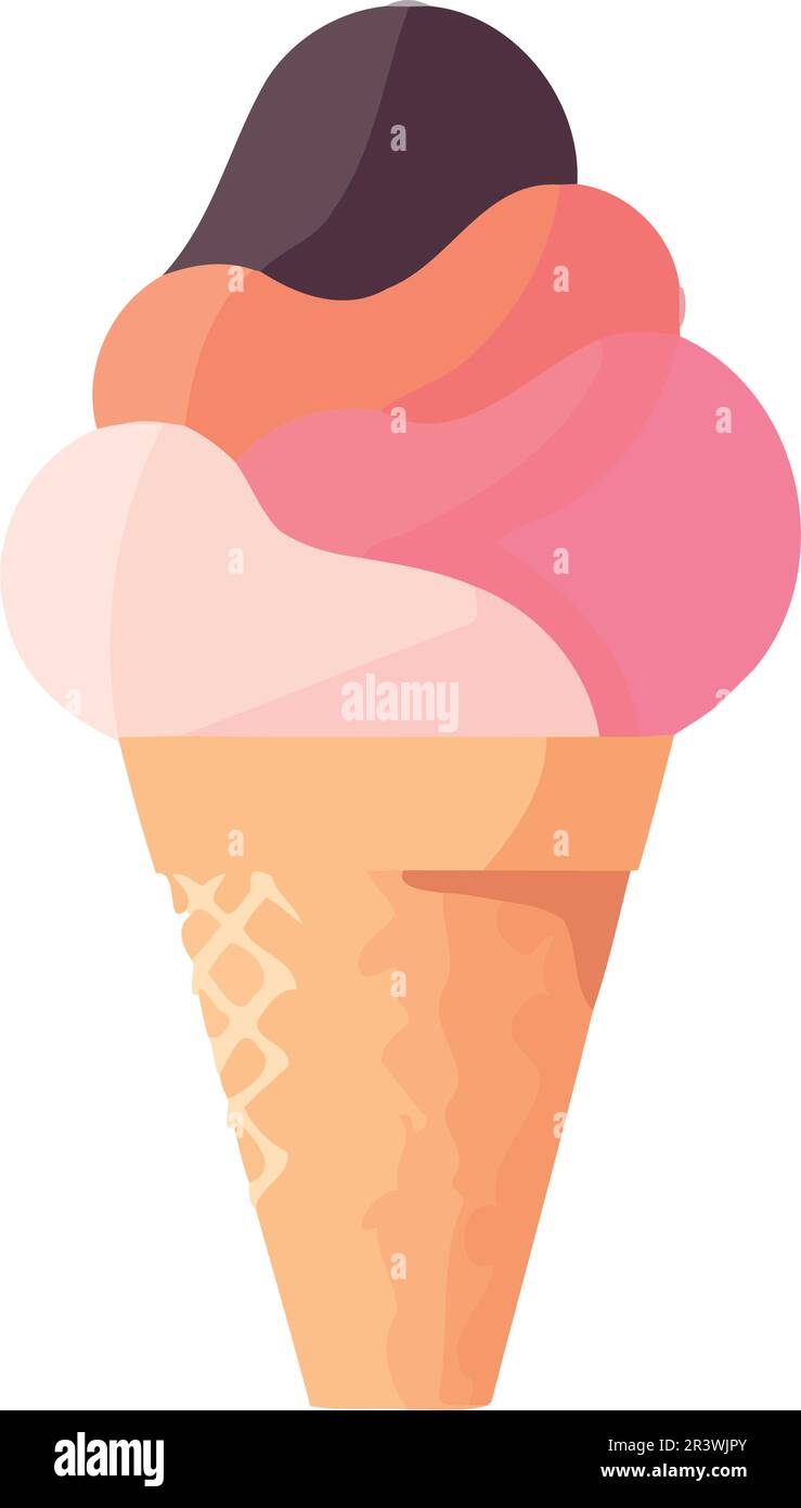 Sweet ice cream cones in multi colored pattern Stock Vector