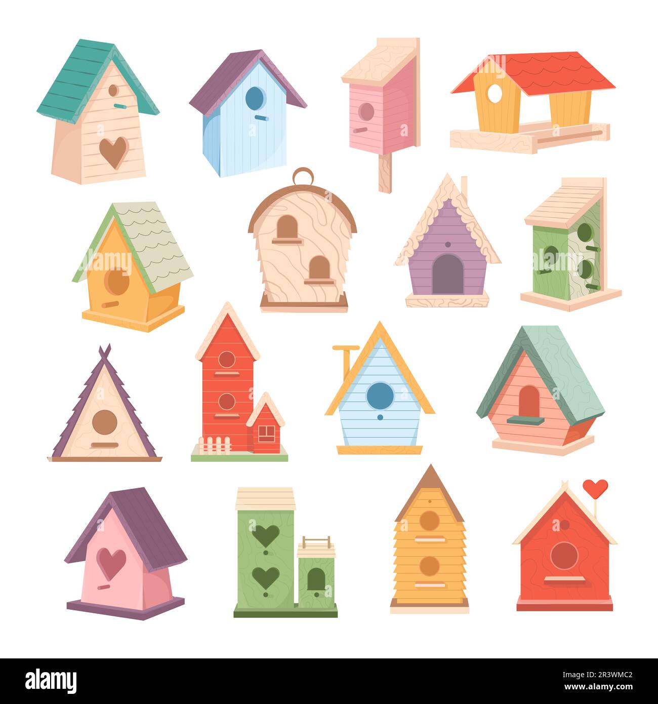 Set of wooden birdhouses Stock Vector Image & Art - Alamy