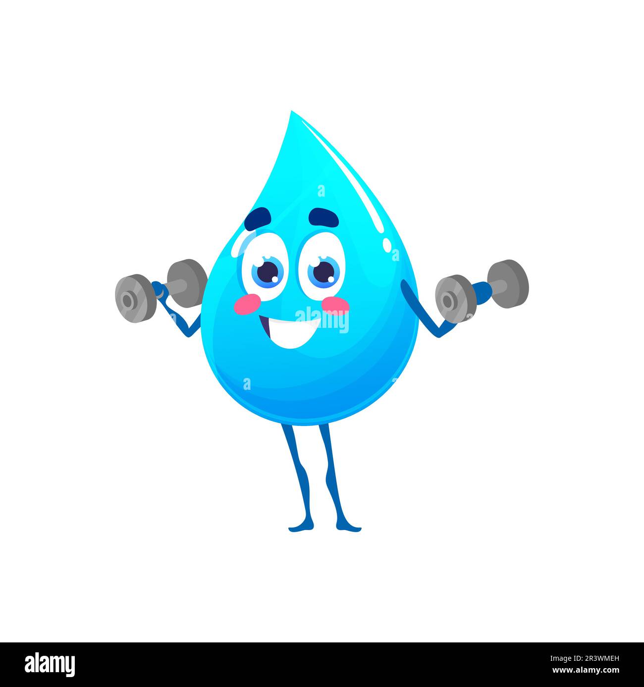 Cartoon happy water drop character. Clean aqua drop, fresh moisture droplet or natural water