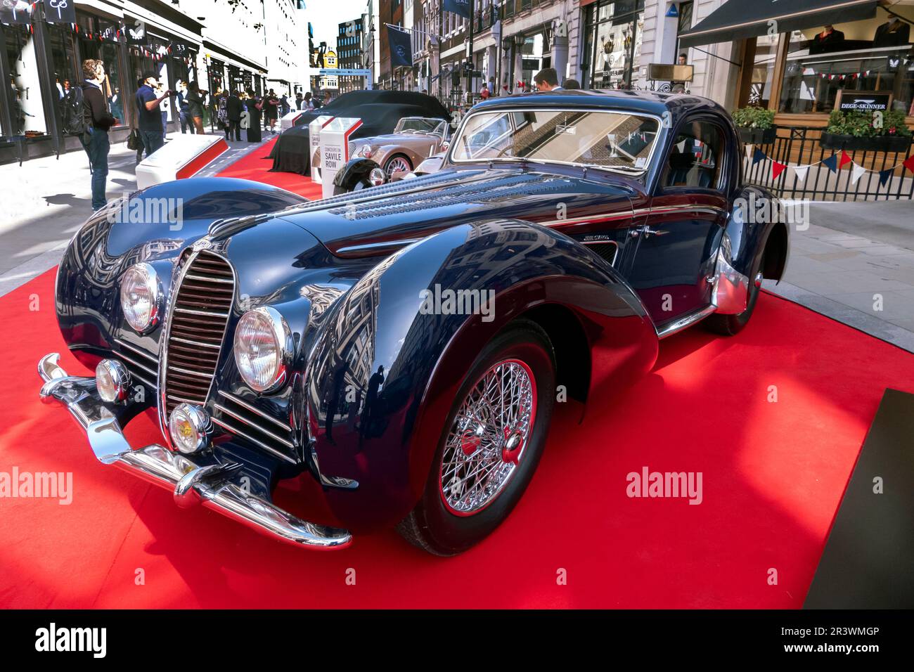 1938 Delahaye Type 145 V12 coupe at the Concours on Savile Row 2023. Classic car concours on the famous street for Tailoring in London UK Stock Photo