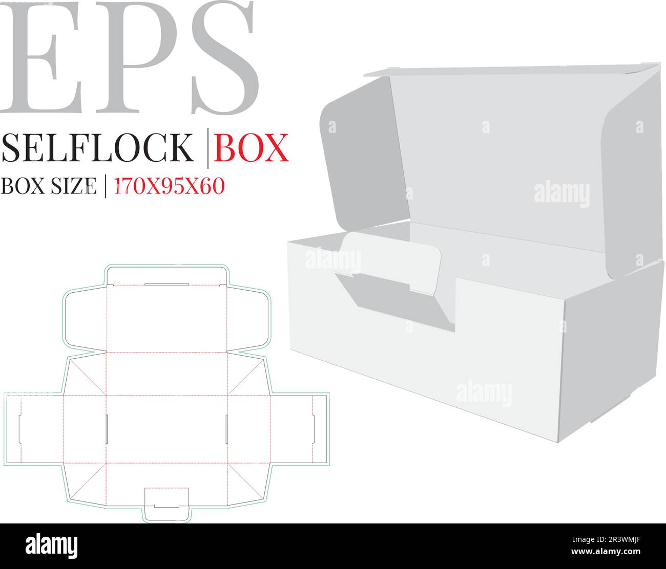 Self lock box template, Vector with die cut, laser cut layers. Delivery