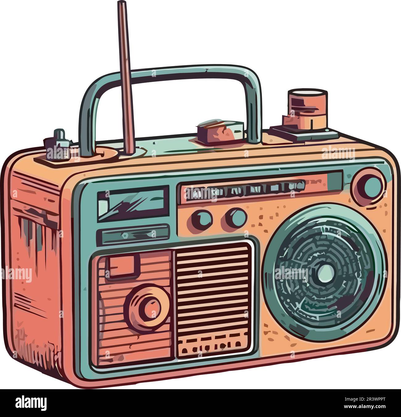 Old fashioned boom box revival analog audio Stock Vector Image & Art