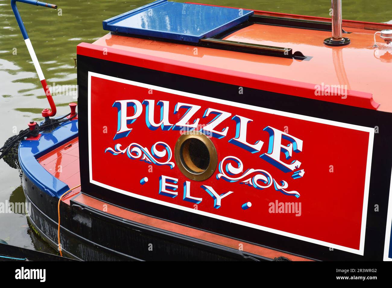 Narrowboat on the river at Ely, Cambridgeshire, UK Stock Photo