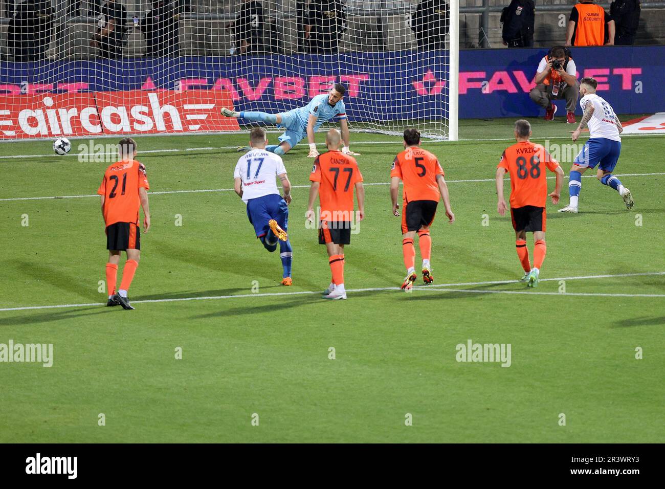 Rijeka, Croatia. 24th May, 2023. Players of Hajduk Split celebrate