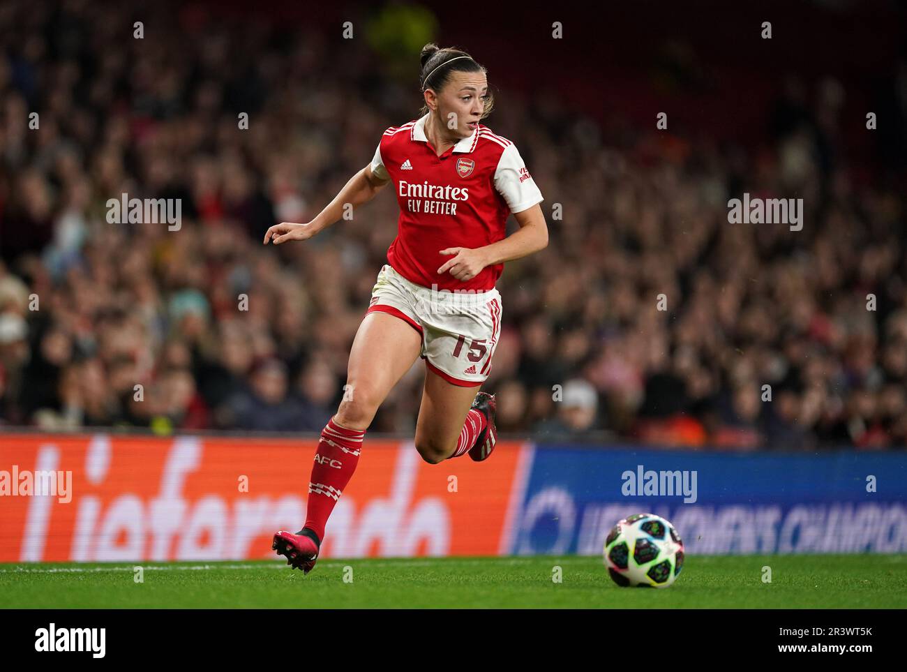 File photo dated 29-03-2023 of Arsenal's Katie McCabe. Arsenal are three points clear of Manchester City in the third and final Champions League berth and their goal difference superiority means European football is all but sealed for Jonas Eidevall's side. Issue date: Thursday May 25, 2023. Stock Photo