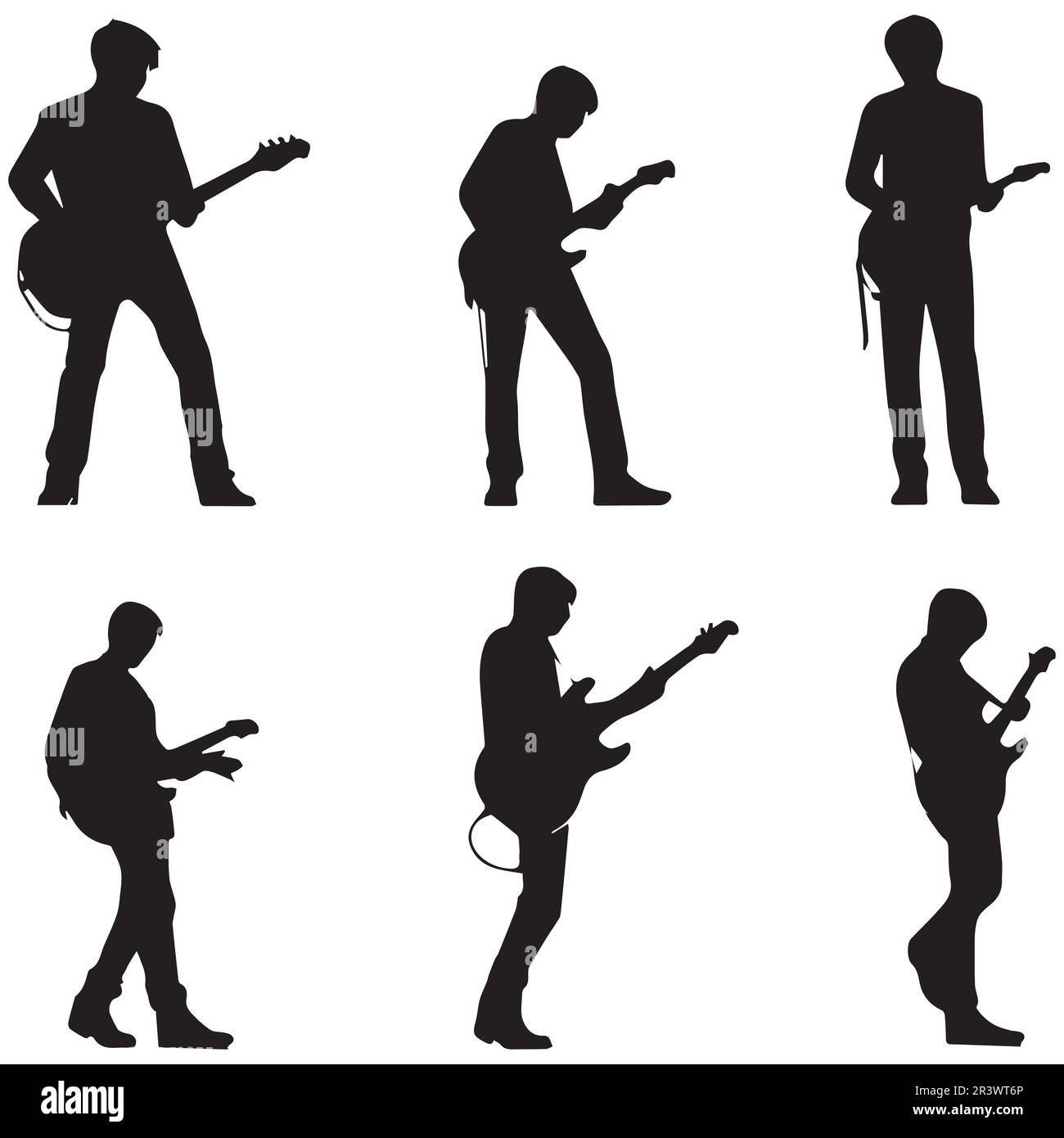 A man playing guitar silhouette vector illustration. Stock Vector