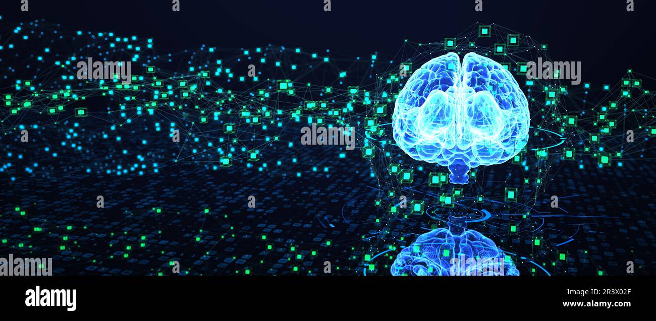 Networked AI Brain Stock Photo