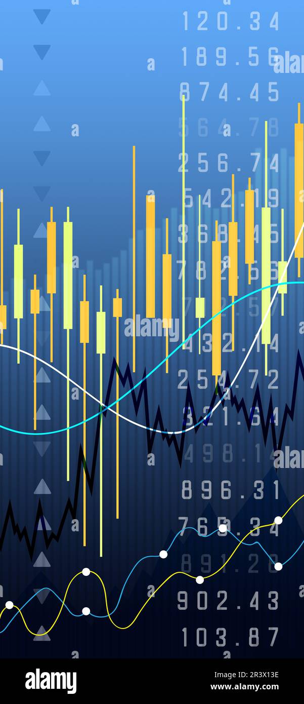 Movement of asset price. Market of cryptocurrency / stocks / commodity.  Charts, graphs and data on color background Stock Photo - Alamy