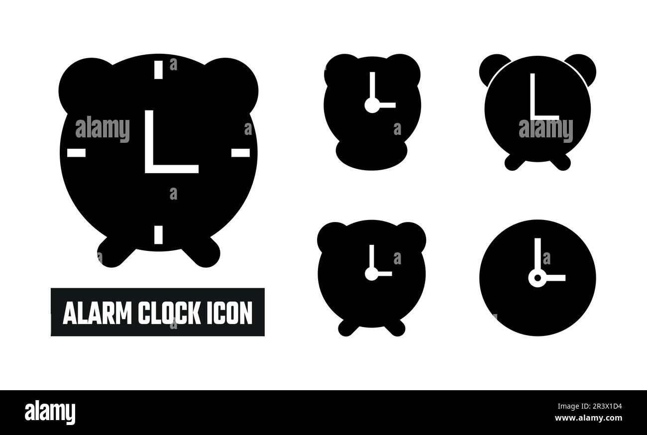 Alarm clock Fill Icon Symbol Vector. Black Glyph Alarm clock Icon Stock Vector