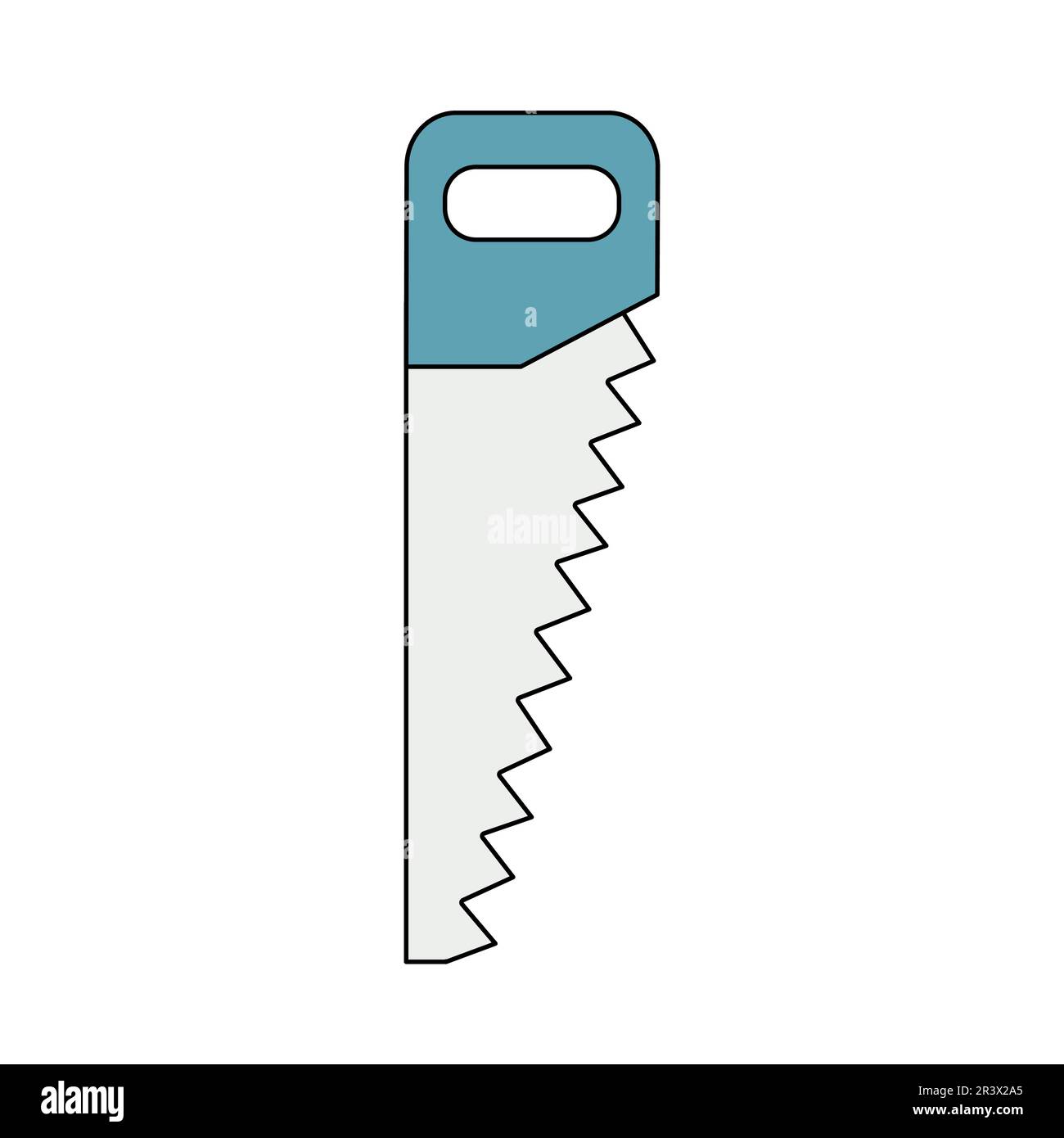 Wood hand saw icon, carpentry tool symbol, doodle style vector