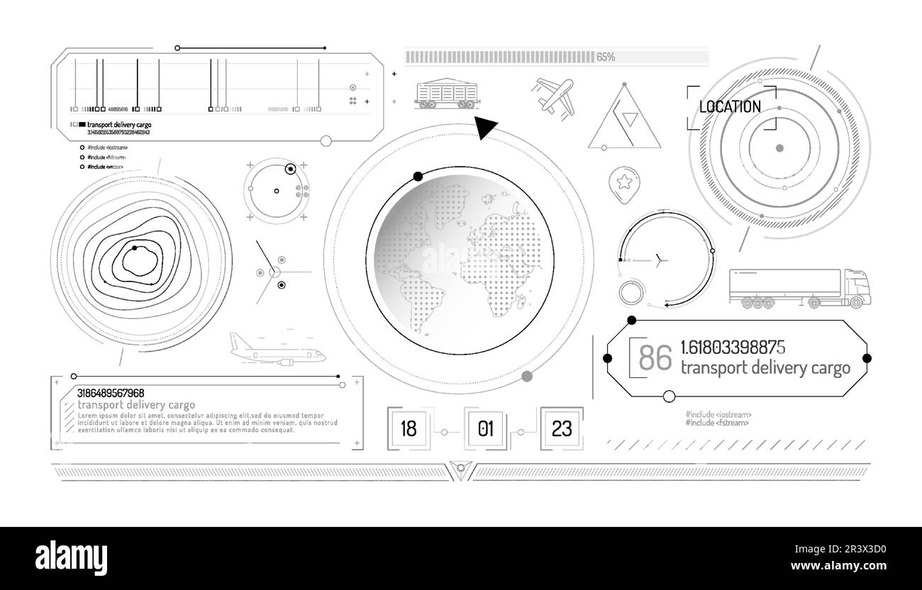 Set of infographic elements about geolocation and transportation
