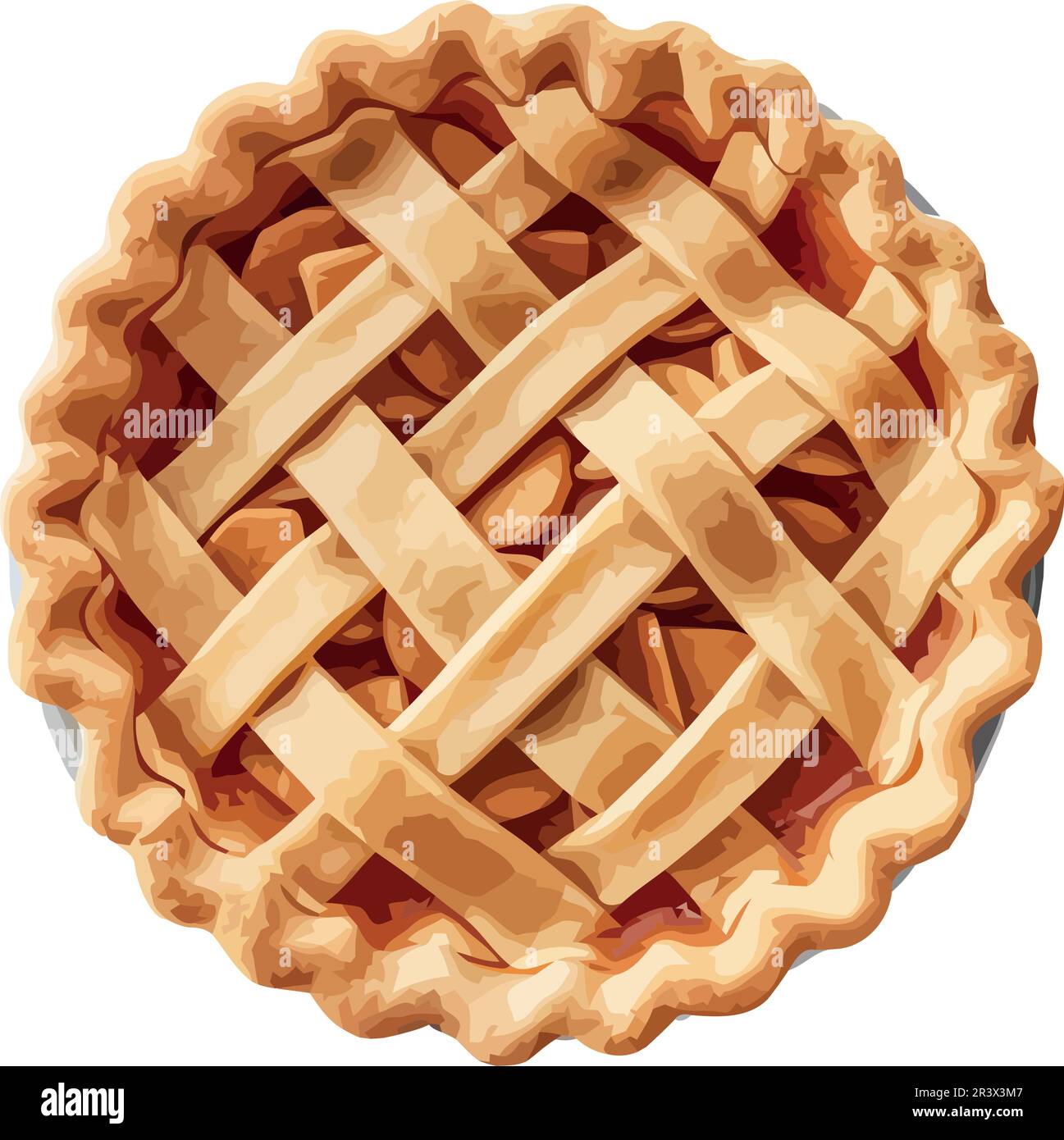Freshly baked apple pie with lattice crust Stock Vector
