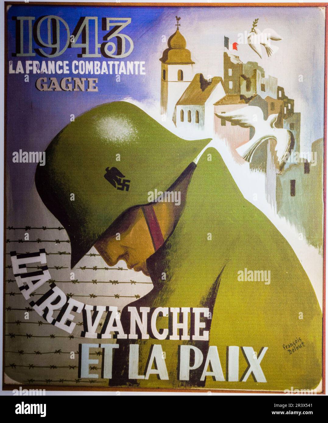 cartel de la resistencia francesa, Roquefort-sur-Soulzon ,departamento de Aveyron,France, Europe. Stock Photo