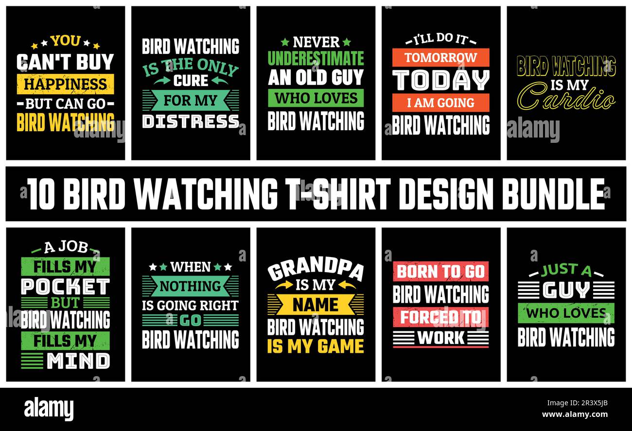 Bird Watching T Shirt Design Set Vector Stock Vector