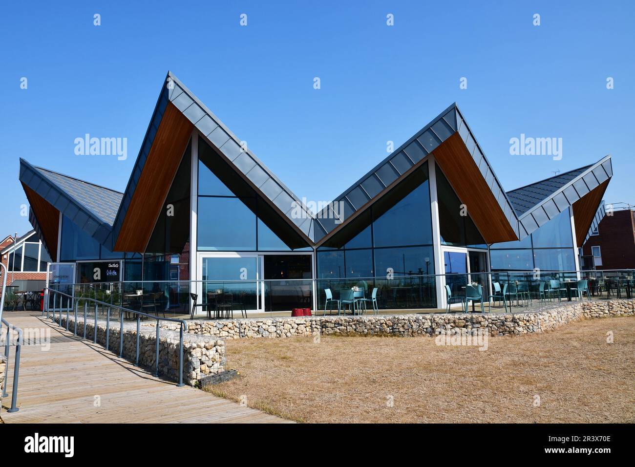 New Cafe 'The Kitchen' at Martello Park, Felixstowe, Suffolk, UK Stock