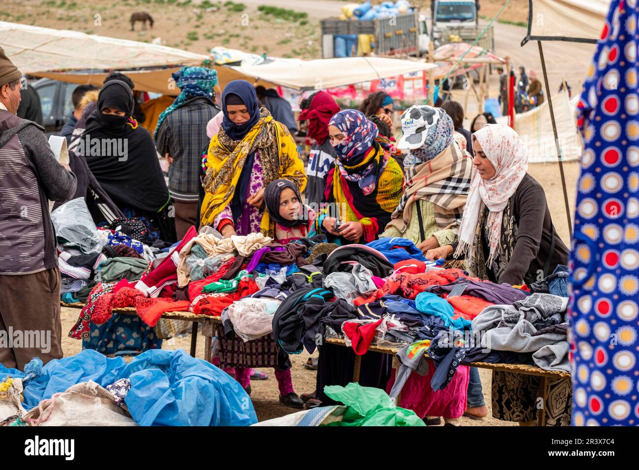 mercado Bereber en Tamtatouch, valle del Todra, alto Atlas, Marruecos, Africa. Stock Photo