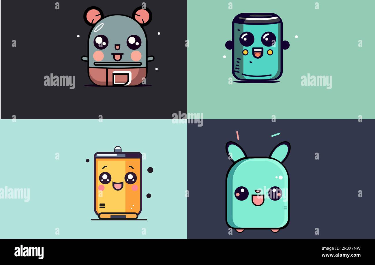 a cute clock logo vector illustration flat design,Cute smiling happy