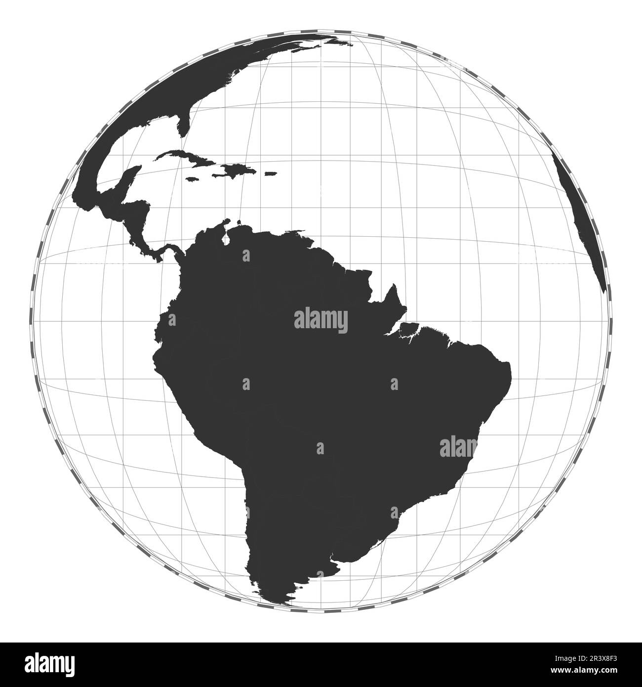Vector world map. Satellite (tilted perspective) projection. Plain ...
