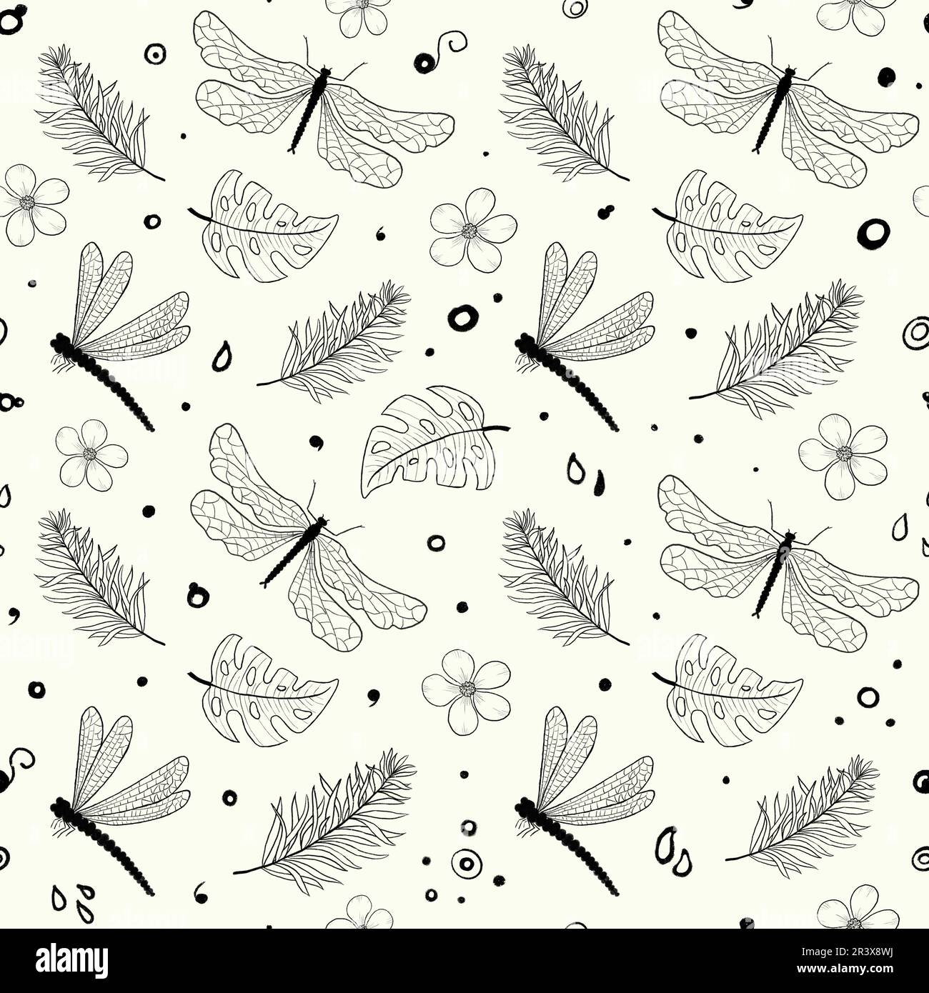 Seamless dragonfly graphic pattern hi-res stock photography and images ...