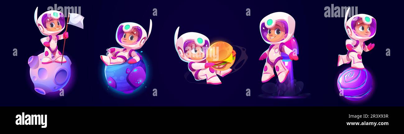 Kid astronaut spaceman cute cartoon vector character. Isolated spaceman ...