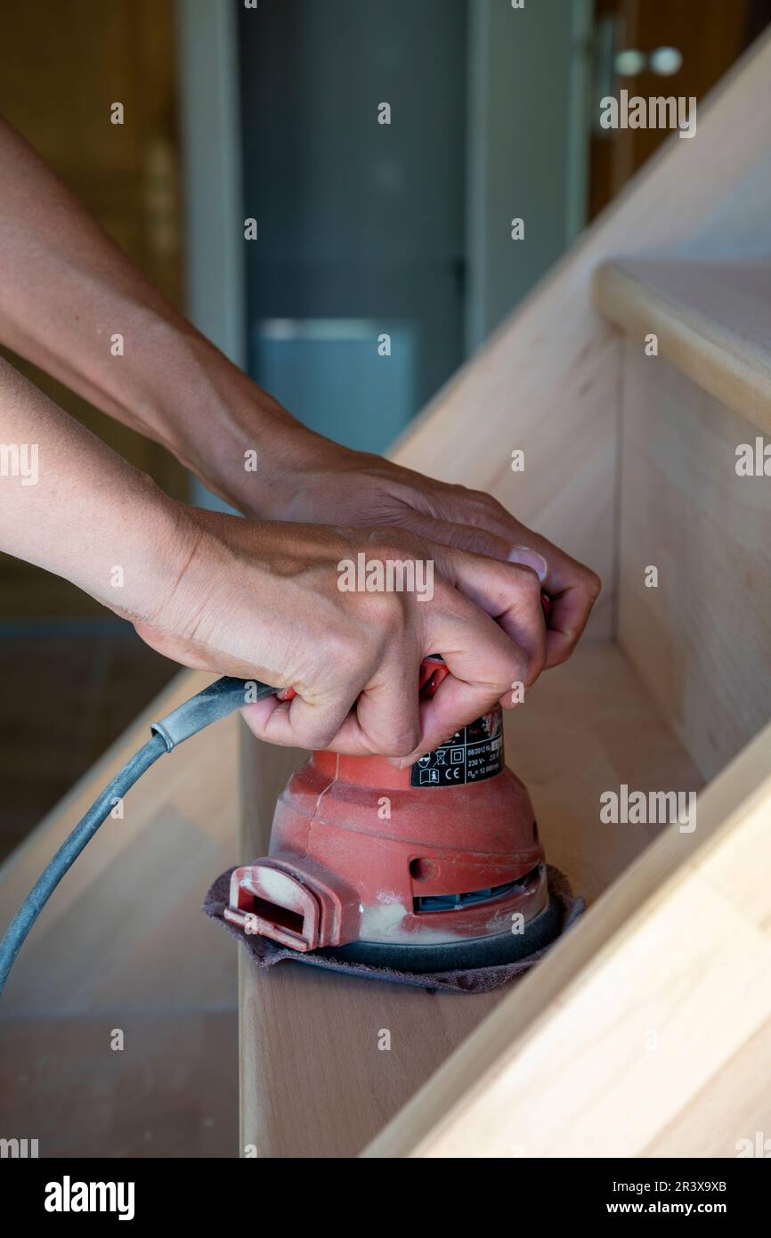 Sanding wooden stairs hi res stock photography and images Alamy