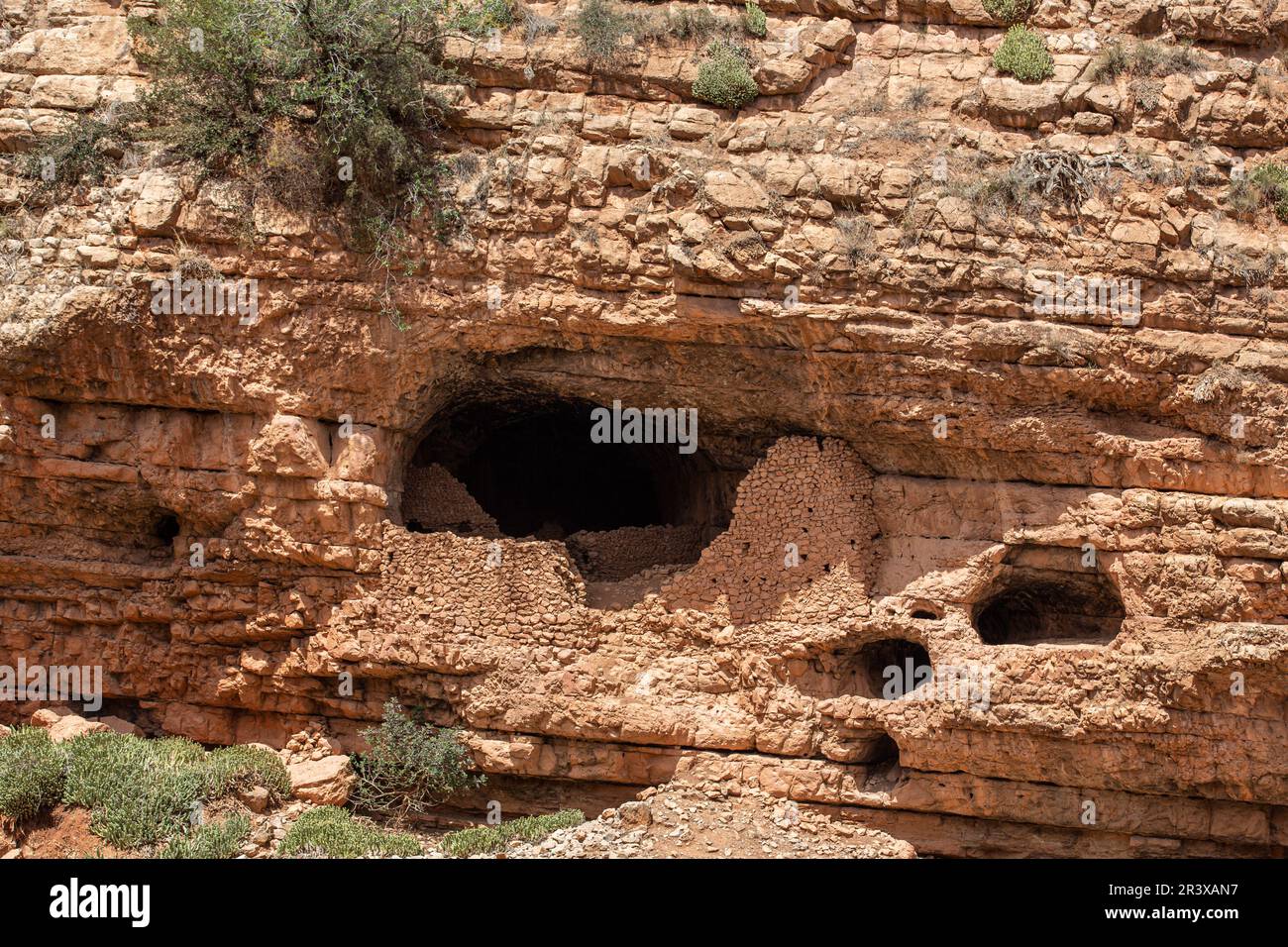 Caves in the region of Oued Ahansal in Morocco Stock Photo