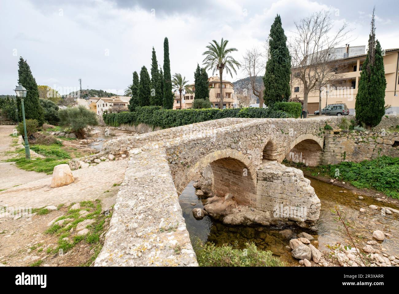 Pont Romà, Puente Romano sobre el torrente de Sant Jordi, 'Puente de Cubelles', Pollença , Mallorca, Balearic islands, spain. Stock Photo