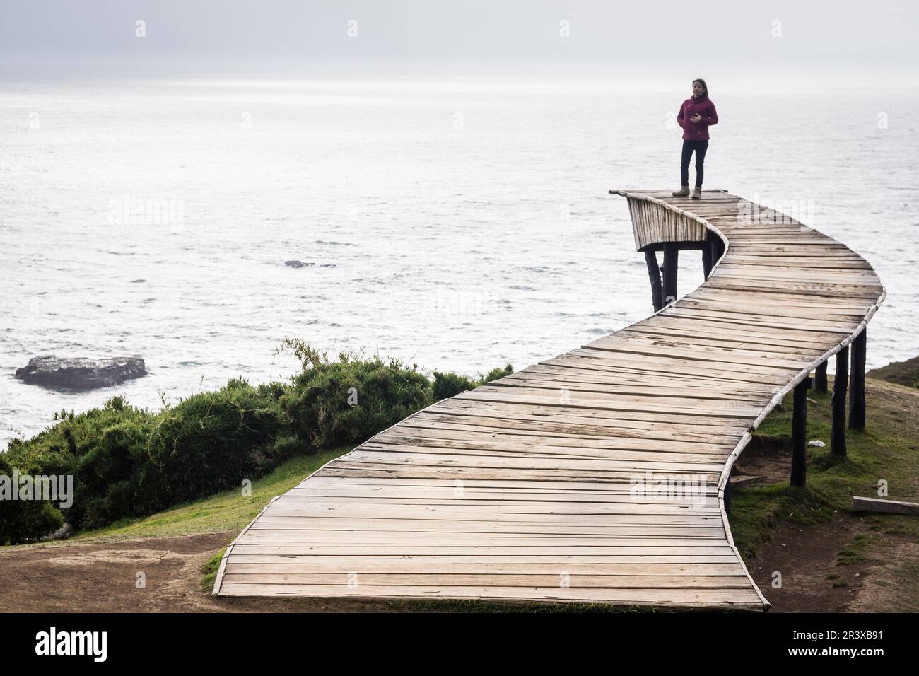 Muelle de las ánimas, Pirulil, costa occidental de la Isla Grande de Chiloé ,provincia de Chiloé ,región de Los Lagos,Patagonia, República de Chile,América del Sur. Stock Photo