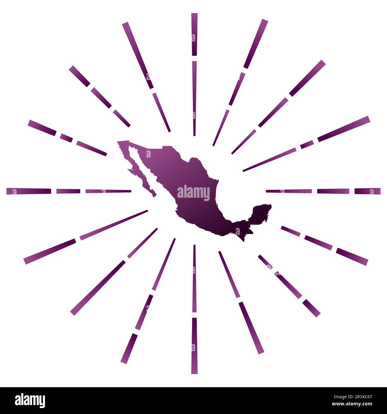 Mexico gradiented sunburst Map - Mexico Gradiented Sunburst Map Of The Country With Colorful Star Rays Mexico Illustration In Digital Technology Internet Network Style Vector Il 2R3XC67 