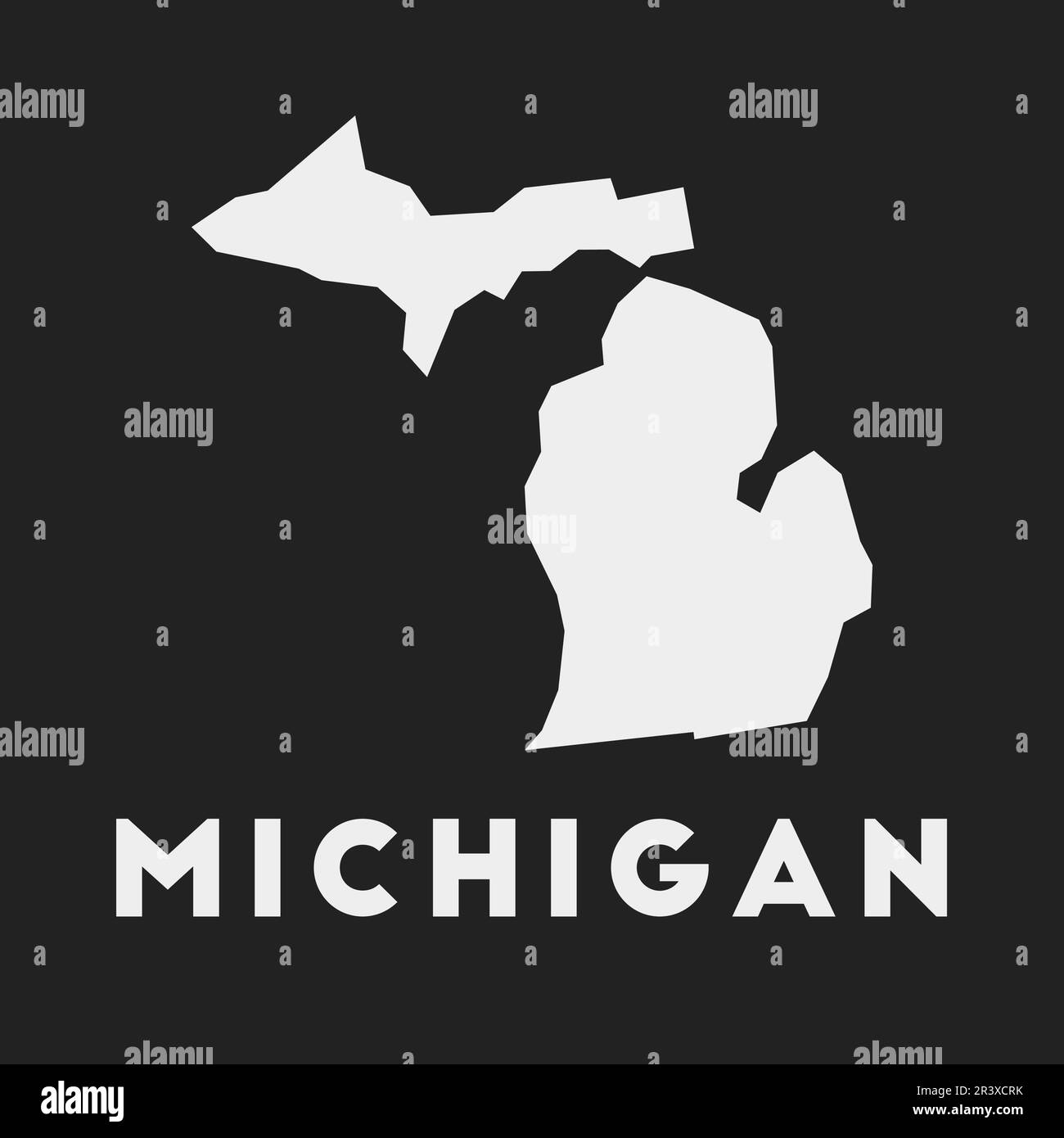 Michigan icon. Us state map on dark background. Stylish Michigan map