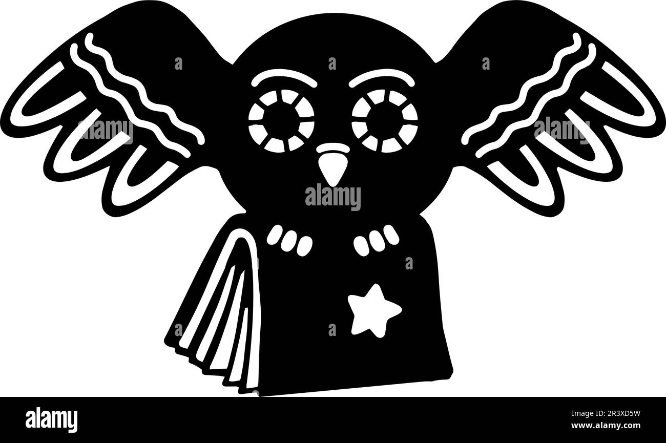 Cartoon of owl and book symbol of wisdom isolated on white background