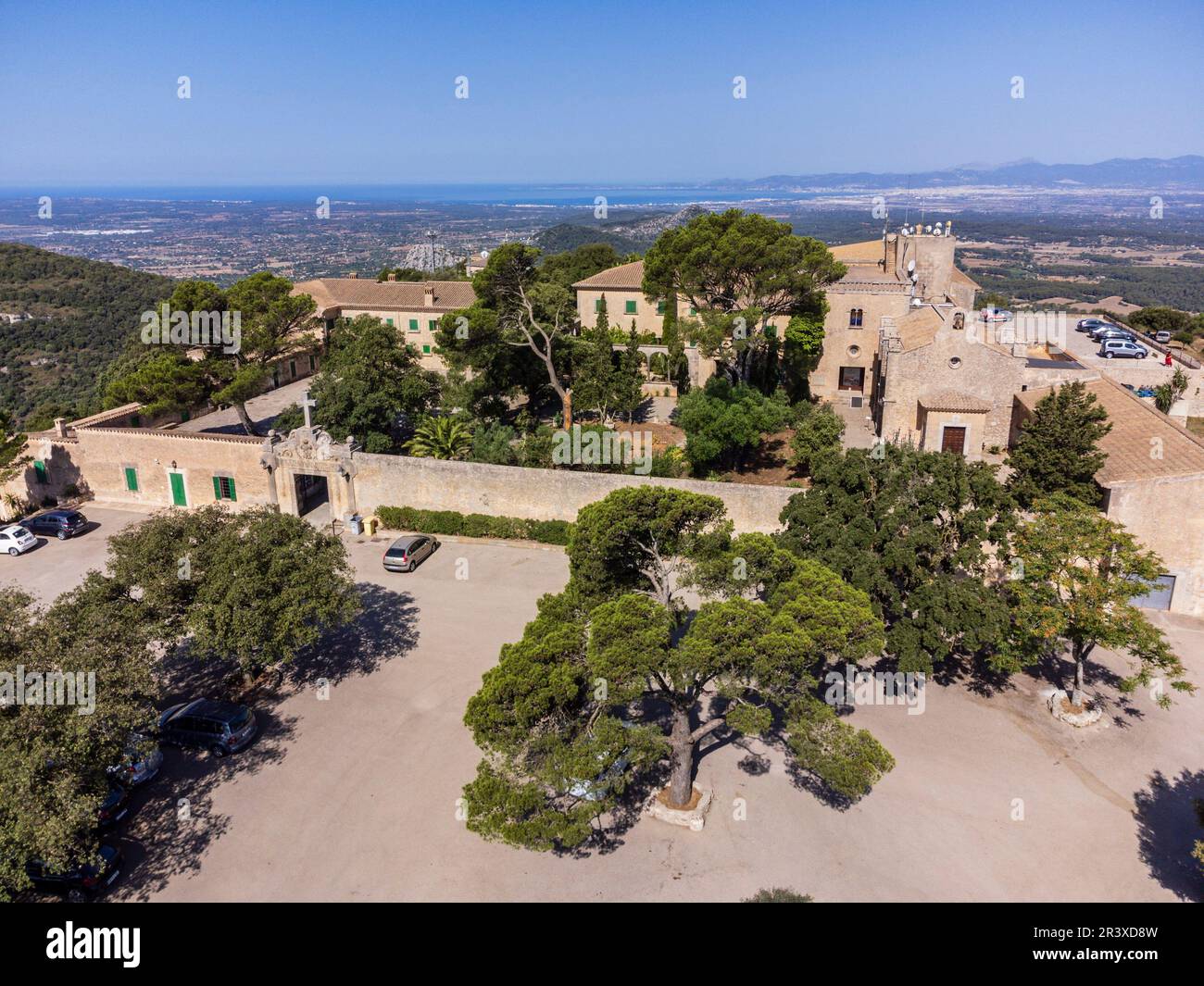 Sanctuary of Our Lady of Cura,Puig de Cura, Algaida, Mallorca, Spain. Stock Photo