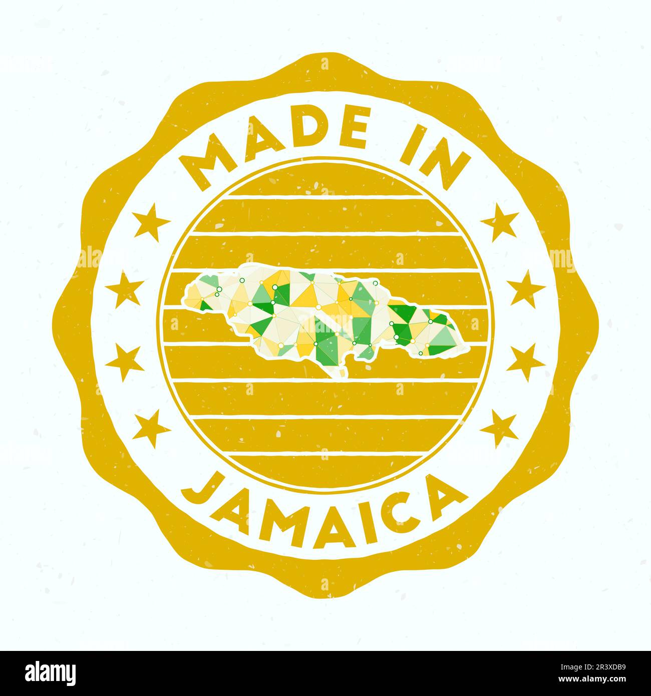 Made In Jamaica. Country round stamp. Seal of Jamaica with border shape