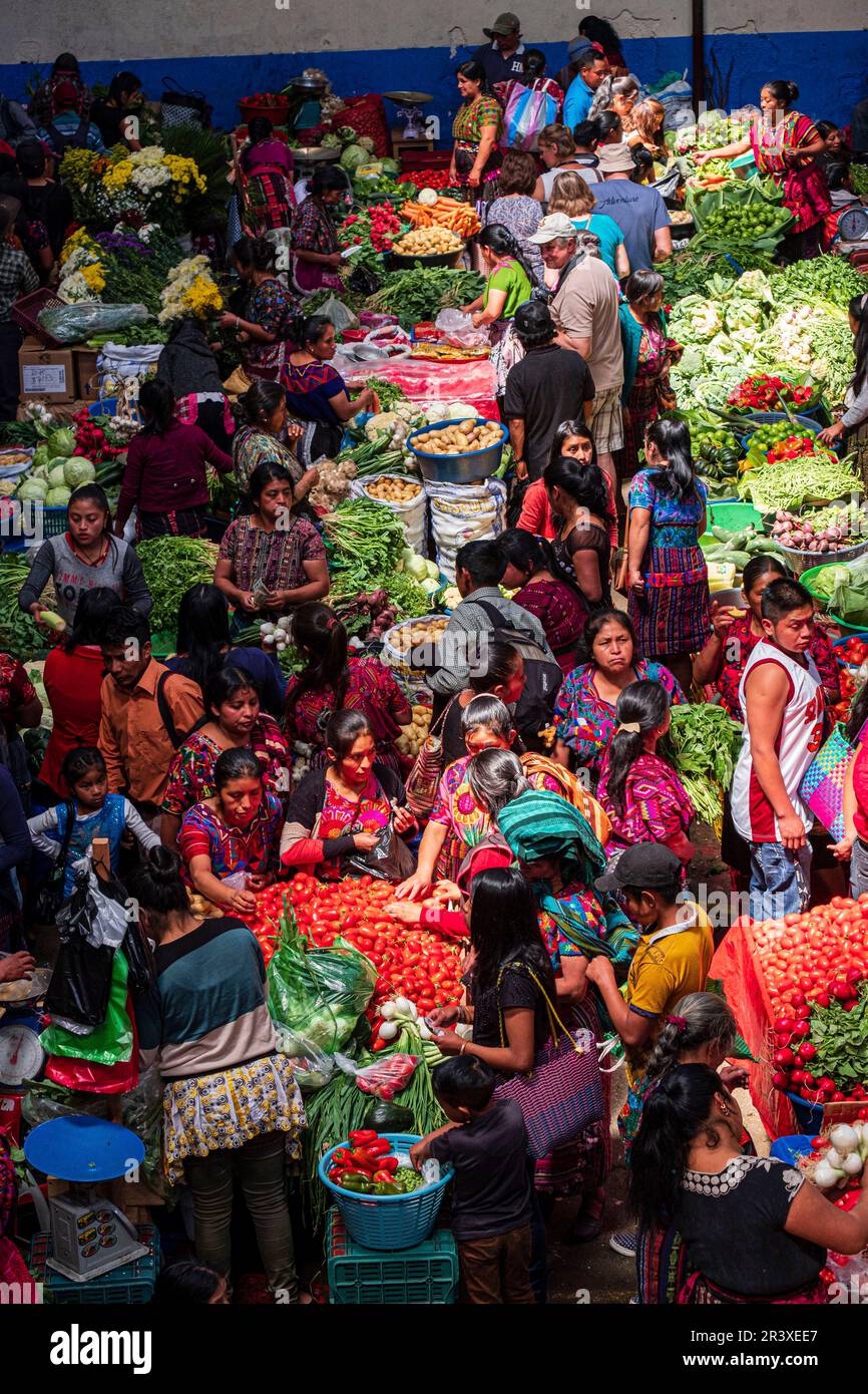 mercado tradicional, Chichicastenango, Quiché, Guatemala, America Central. Stock Photo