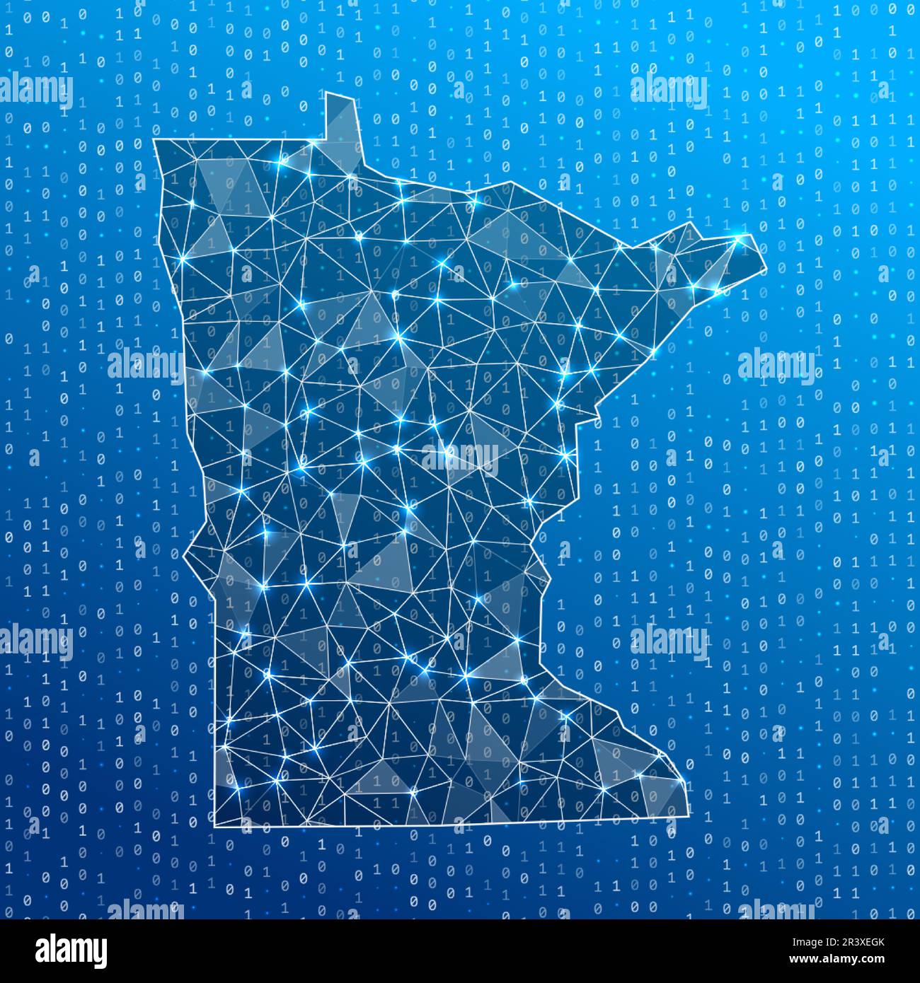 Network map of Minnesota. Us state digital connections map. Technology
