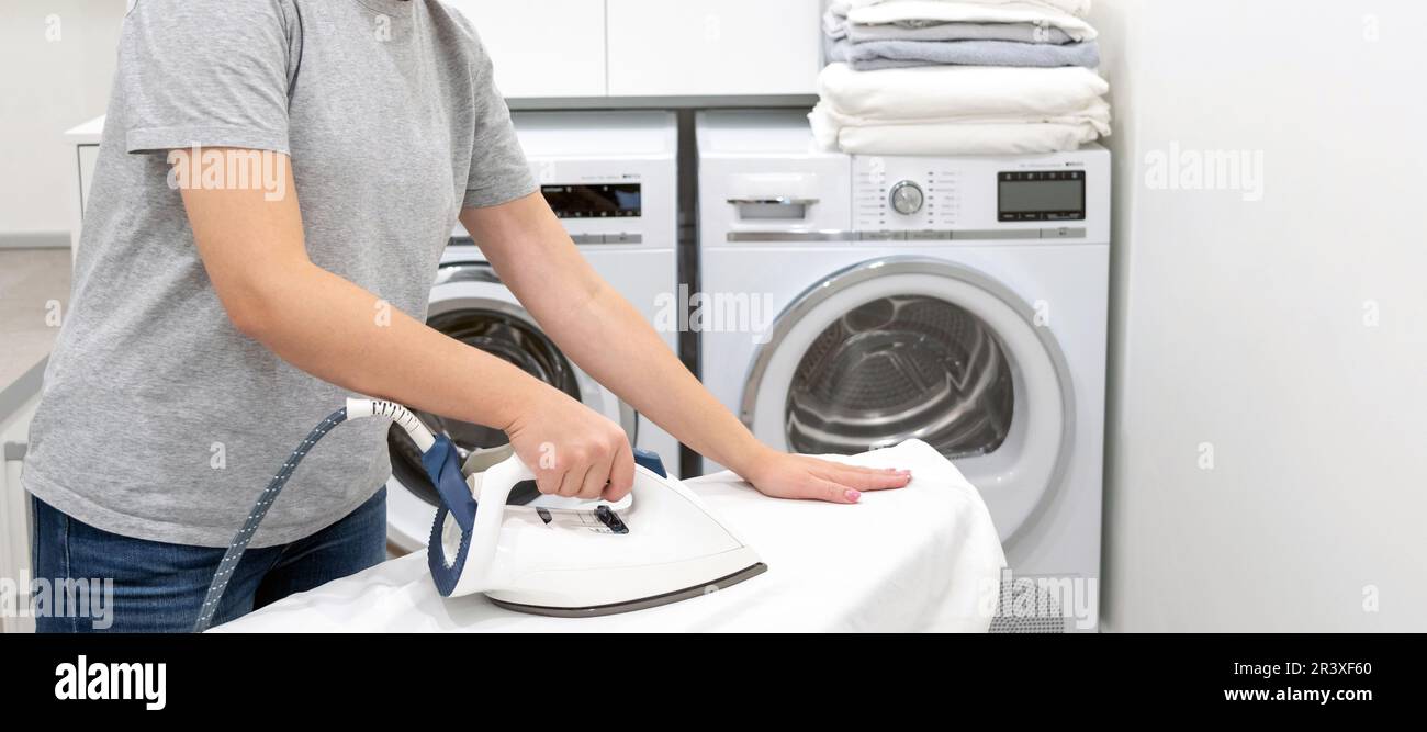 Premium Photo  An iron with ironed laundry