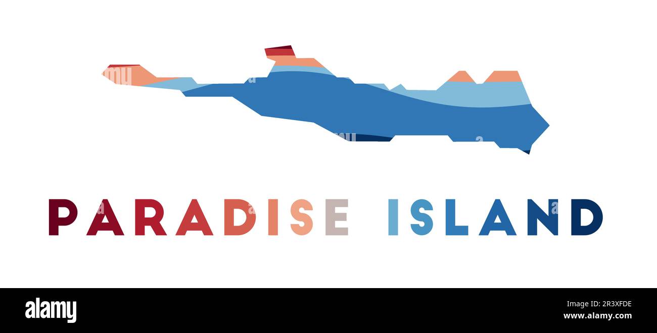 Paradise Island map. Map of the island with beautiful geometric waves 